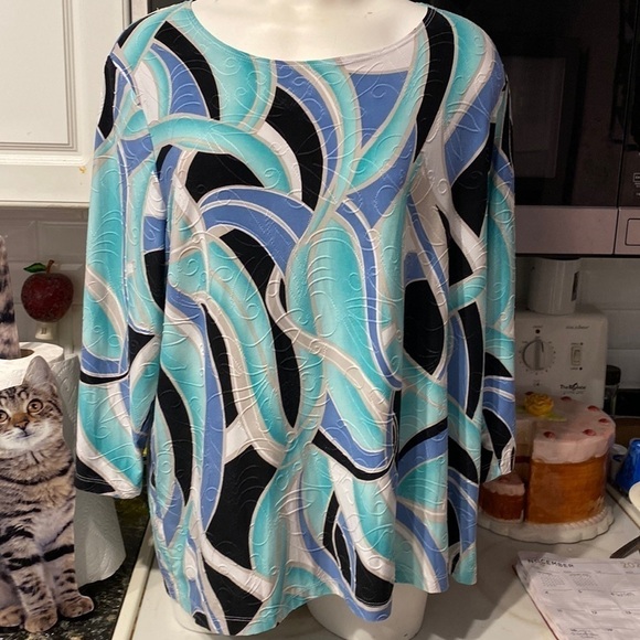 e womens Alexa Rae 3/4 sleeve stretch plus size top 2X - Picture 1 of 3